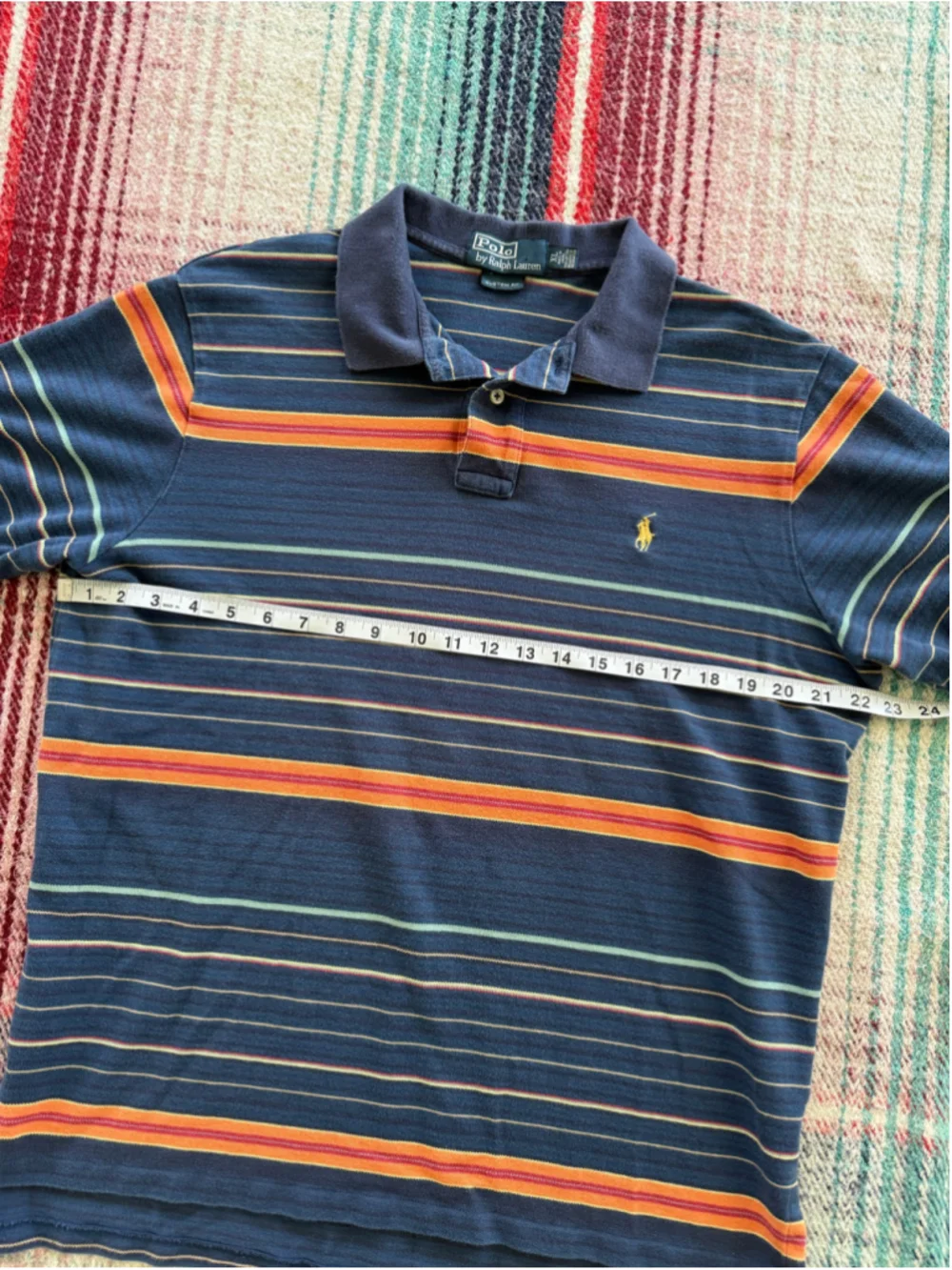 Vintage Polo Ralph Lauren Blue/Orange Stripe Polo Shirt XL
